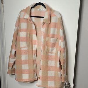 Sonoma Pink and Cream Plaid Teddy Jacket